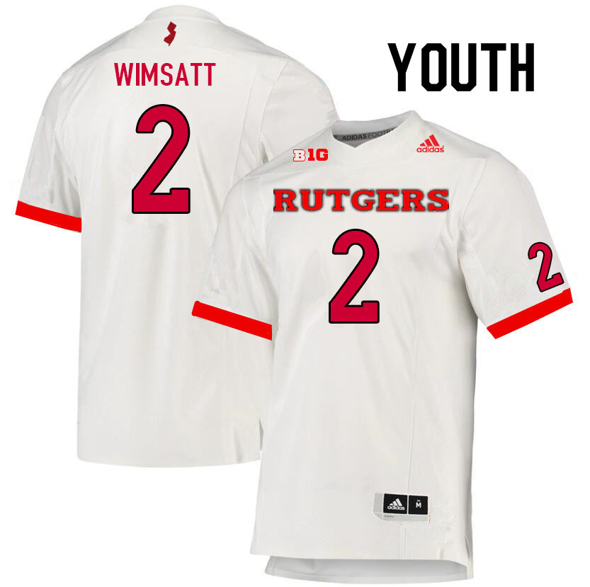Youth #2 Gavin Wimsatt Rutgers Scarlet Knights College Football Jerseys Sale-White - Click Image to Close